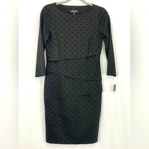 NWT $148 Tahari Women's Black Polka Dot Layered Dress Size 4